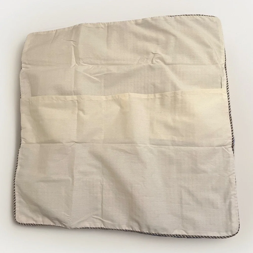 VTG NWT Carlyle Collection Barcelona Sham Euro Beige Brown Cord Trim Checked USA